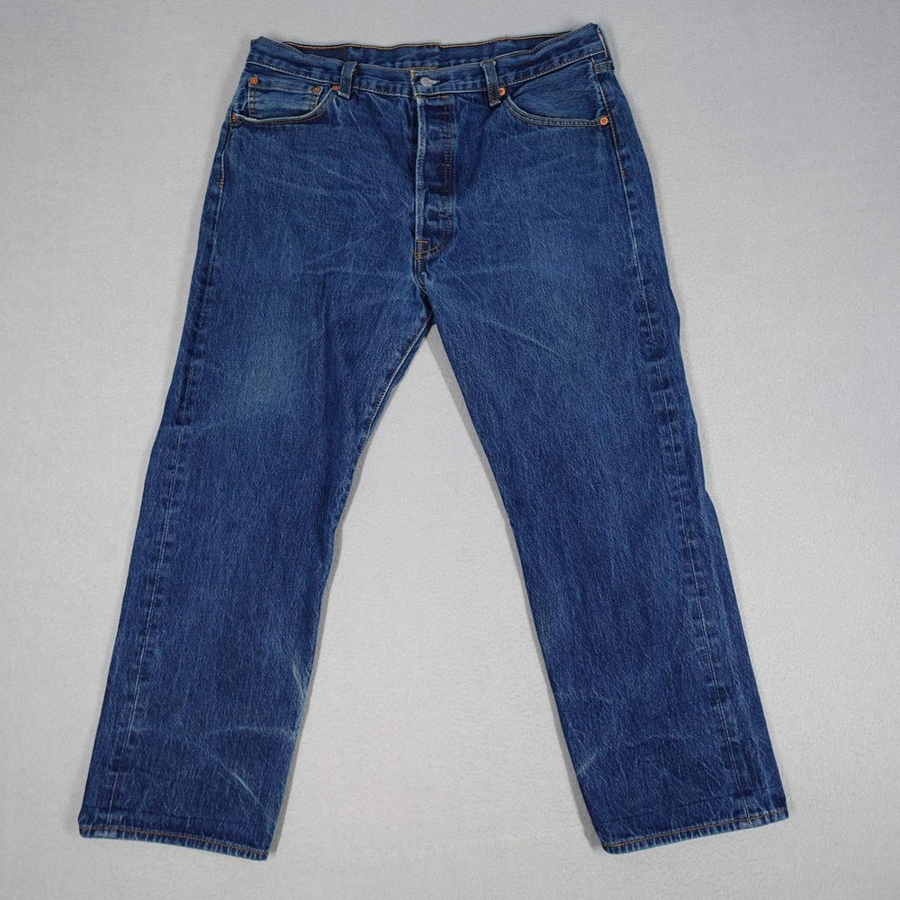 Levi's 501 Jeans Mens 38x30 Blue Straight Leg Waterless Denim Casual Bottoms